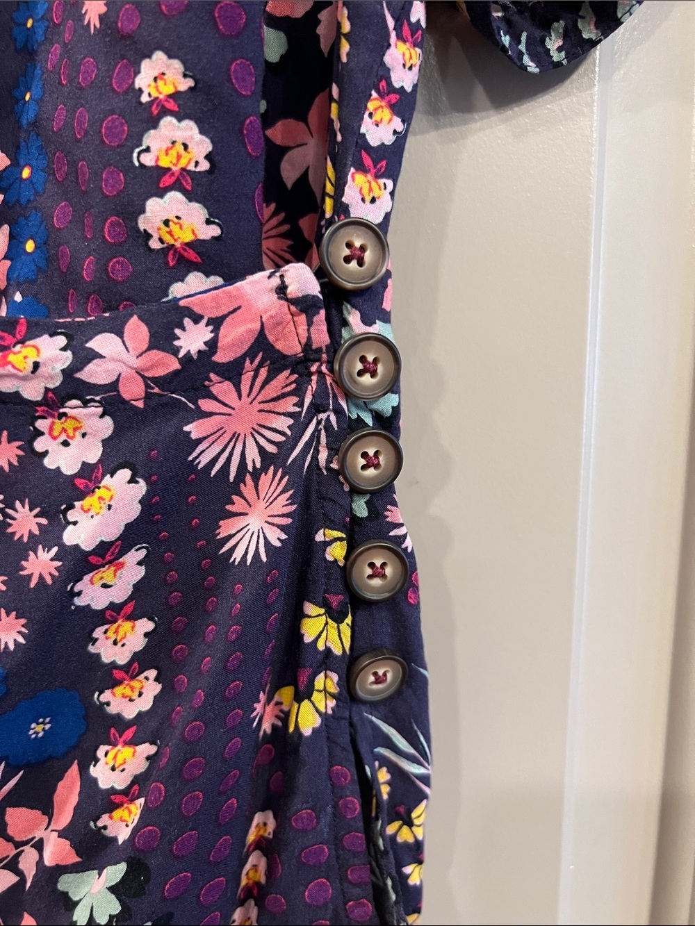 Meadow Rue by Anthropologie Eldoret Floral Wrap Top Short Sleeve Blouse 4 - Picture 6 of 11